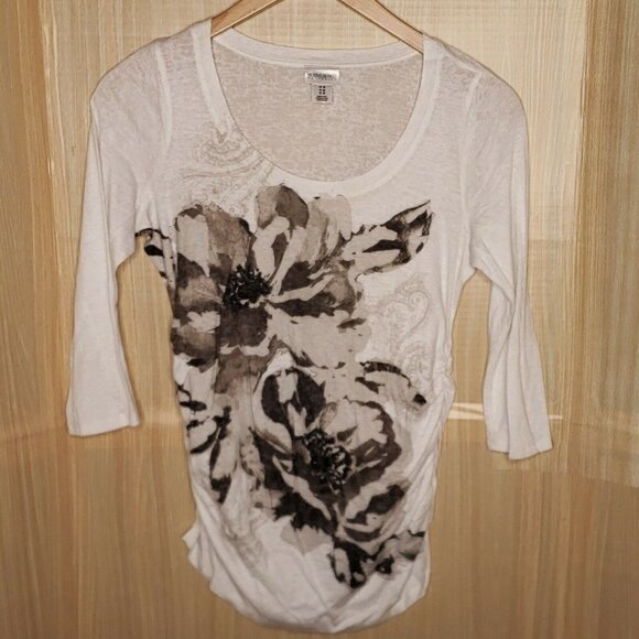 Motherhood Maternity Womens 3/4 Sleeve Burnout Tunic Top Medium - Picture 1 of 8